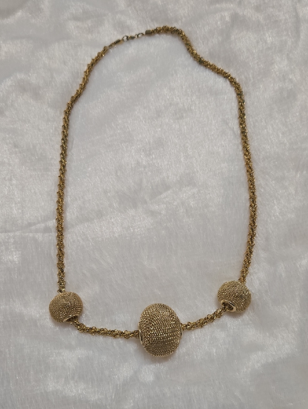 Gold Mesh Bead Rope Necklace by
